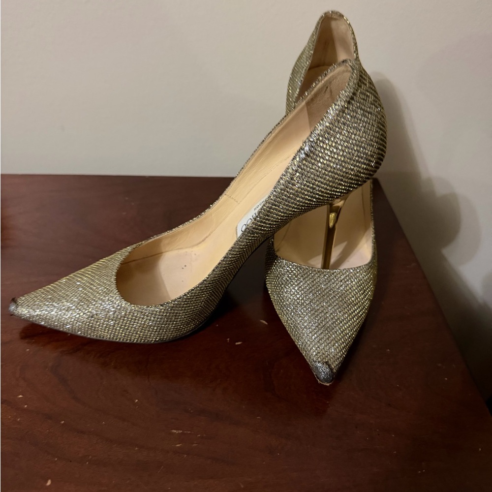 Jimmy Choo Glittering Gold Heels - Picture 4 of 10